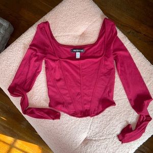 Urban Outfitters Red Corset Cropped Long Sleeve